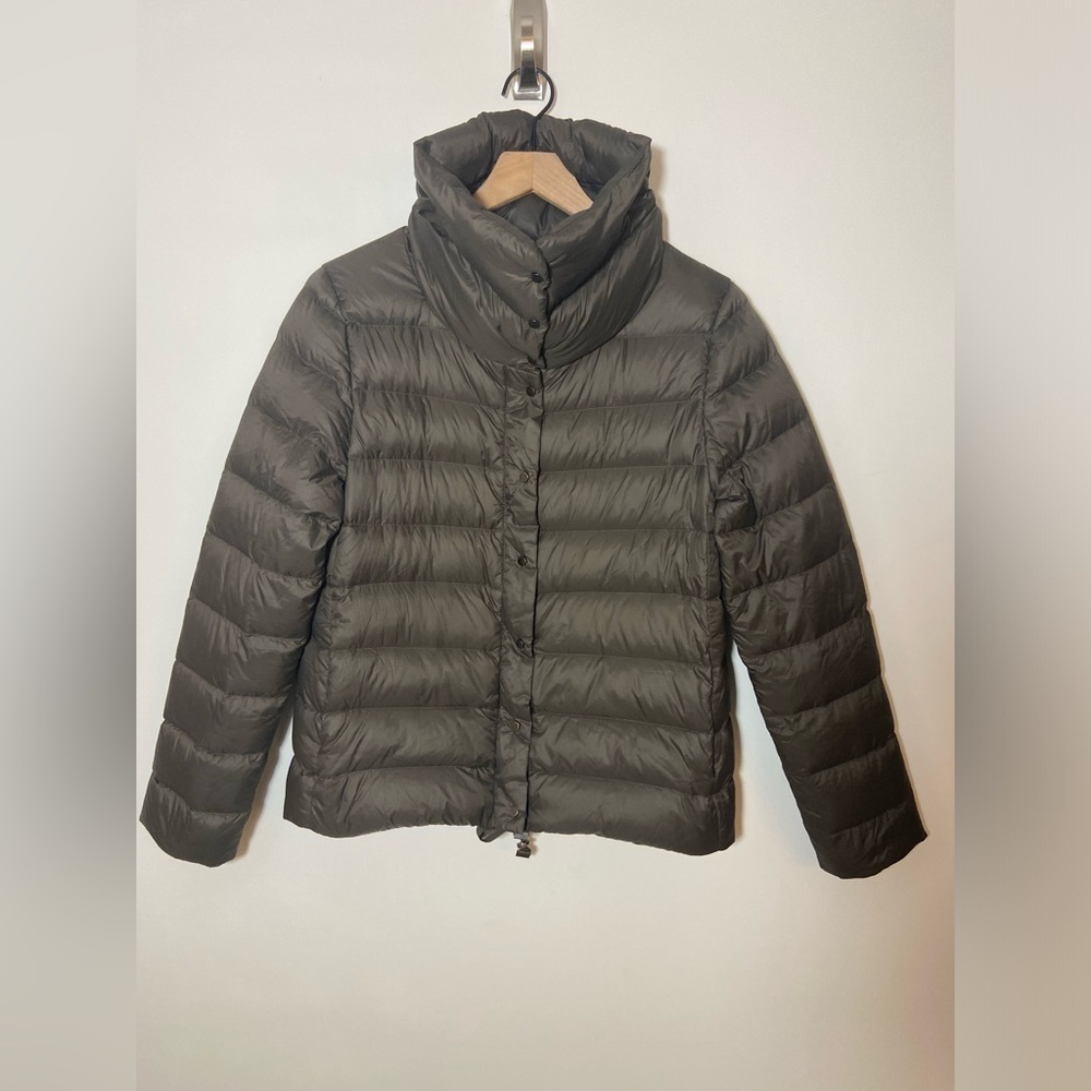 Zara Woman Gray Down Puffer Jacket Size Médium Lightweight High Neck
